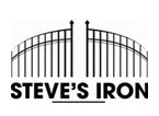 A black and white image of the steve 's iron works logo.